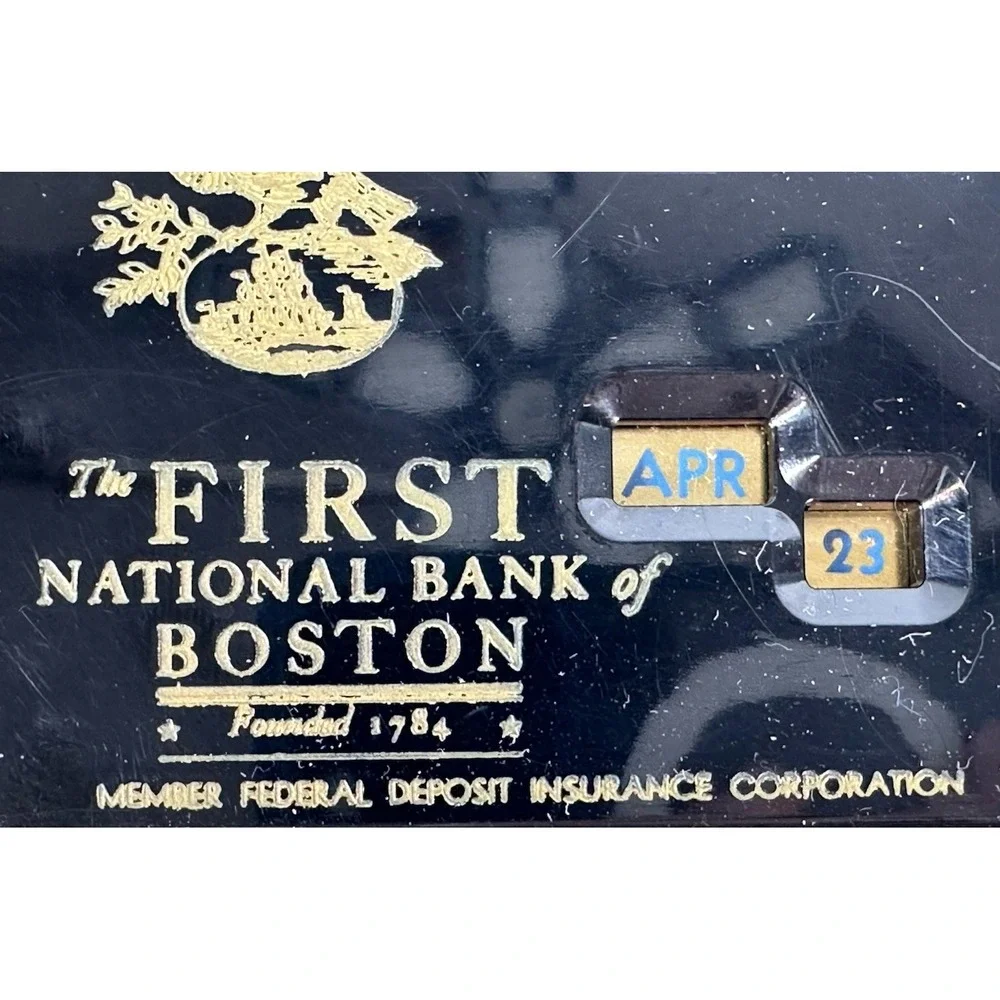 Vintage Safe Coin Calendar First National Bank Of‎ Boston Advertising Piggy Bank